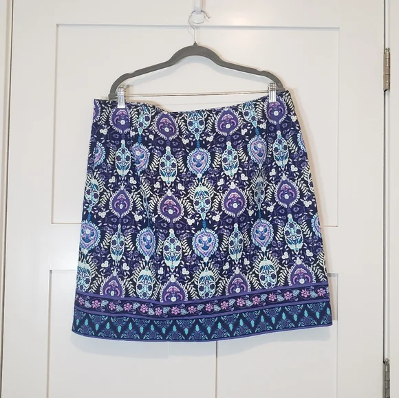 Talbots Cotton Canvas A Line Skirt Medallion & Floral Print W/Stretch Size 18 - Picture 6 of 6